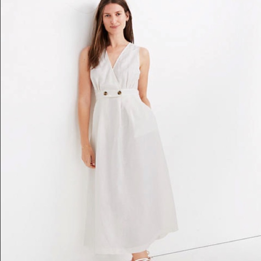 Madewell Button-Waist Wrap Midi Dress